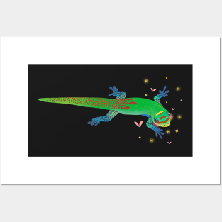 Kawaii Gold Dust Day Gecko Posters and Art